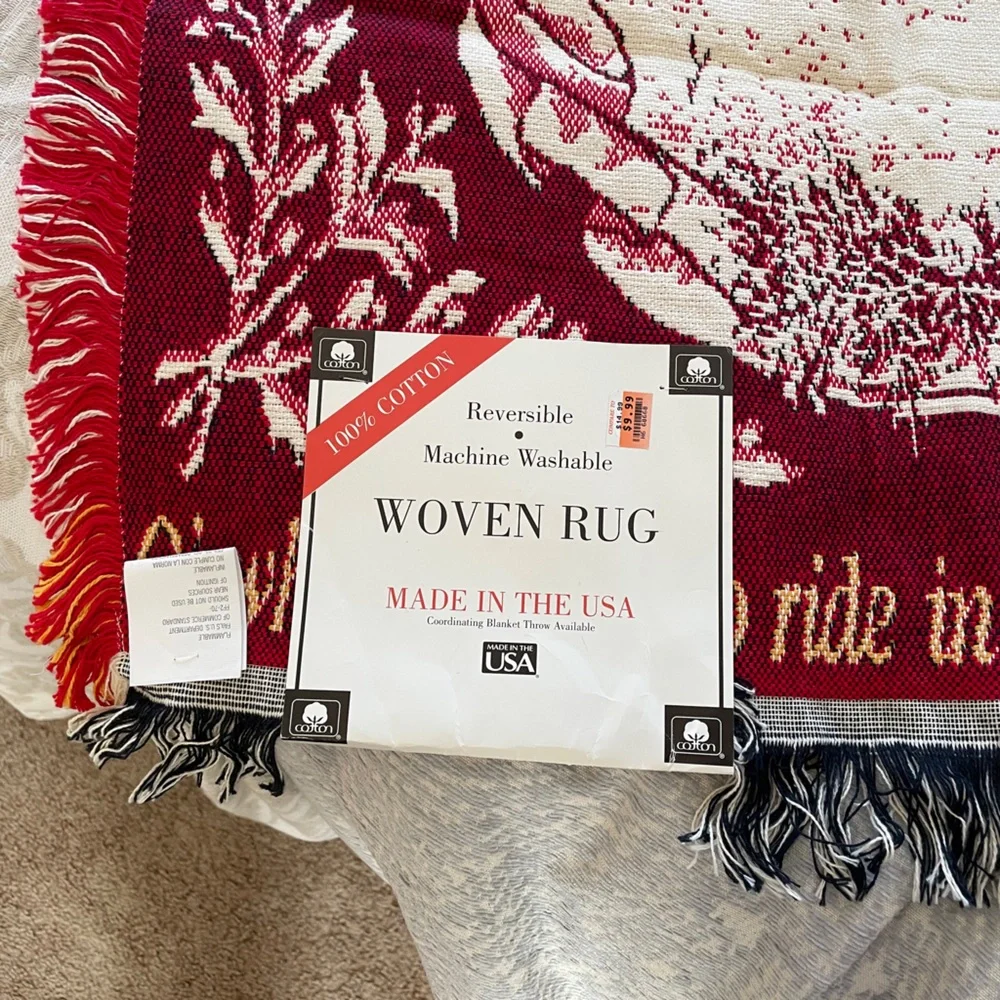 Red and White Holiday Woven Rug